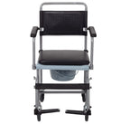 Black and silver commode chair on a white background